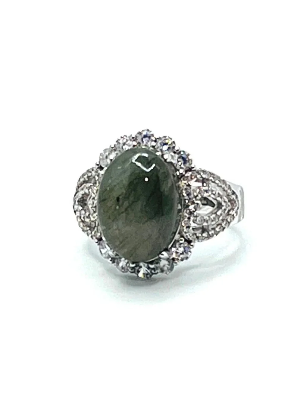 Genuine Labradorite stone on a 925 sterling silver band, size 7